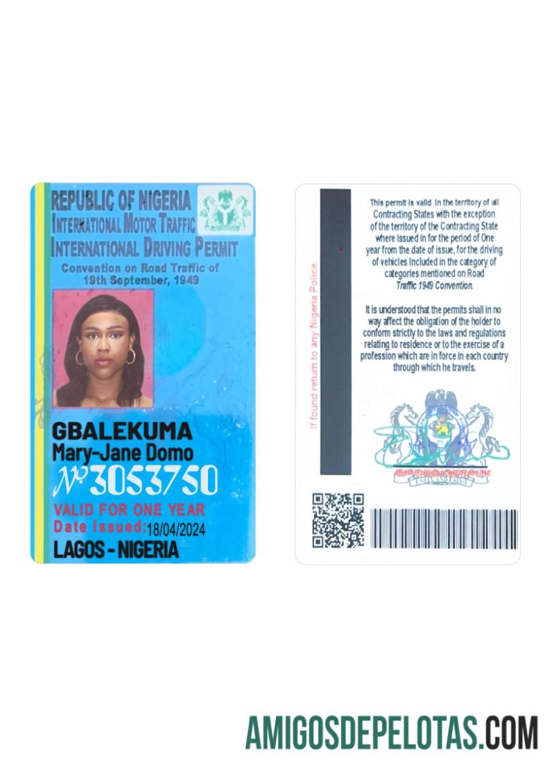 Carta de condução internacional da Nigéria modelo